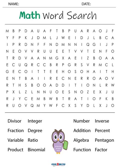 Math Word Search Printable Printable Word Searches