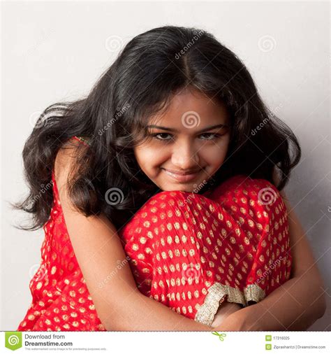 shy smile of beautiful indian girl stock image image of girl eyes