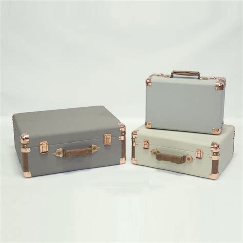 custom size faux leather travel mini suitcase  wooden box