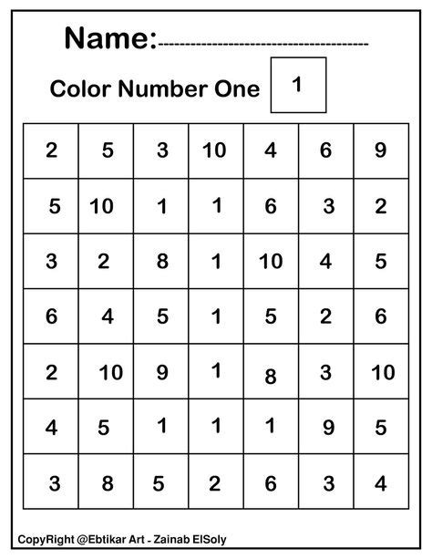color  number squares activity  preschool coloring sheets