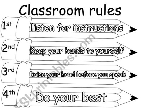 classroom rules esl worksheet  abrmmunster