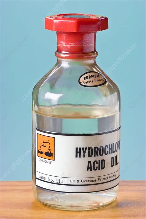 Bottle Of Dilute Hydrochloric Acid Stock Image C019 8335 Science