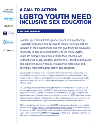 A Call To Action Lgbtq Youth Need Inclusive Sex Education Hrc