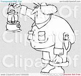 Clip Lantern Worker Holding Outline Coloring Illustration Female Vetor Royalty Djart sketch template