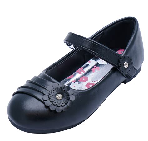 girls kids childrens black school pumps smart flat infants dress shoes size  ebay