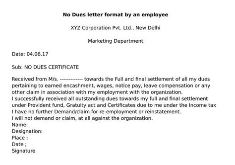 dues letter format   employee certificate format letter