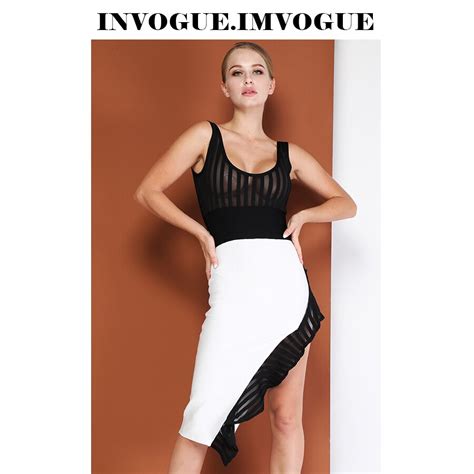 Invogue Imvogue 2019 New Bandage Dress Sexy Mesh Fashionruffles
