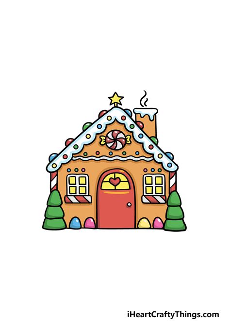 gingerbread house drawing   draw  gingerbread house step  step