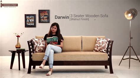 wooden sofa buy darwin  seater sofa  walnut finish