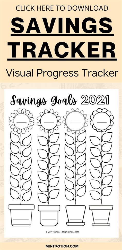 savings tracker printables  visualize  progress saving money