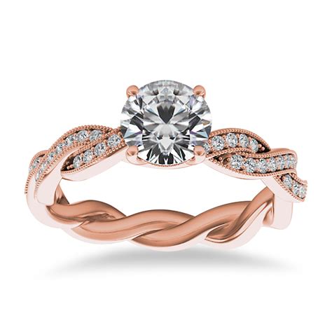 diamond infinity twisted engagement ring  rose gold ct sk