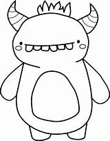 Monster Pages Coloring Cute Printable Toothed Giving Smile Big sketch template