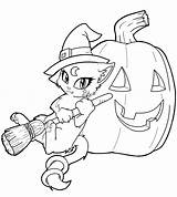 Witch Coloring Pages Kids Printable Halloween sketch template