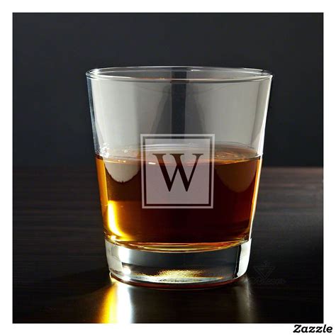 classic block monogram 12 oz whiskey glass