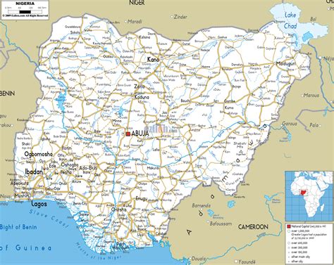 large detailed road map  nigeria   cities roads  airports