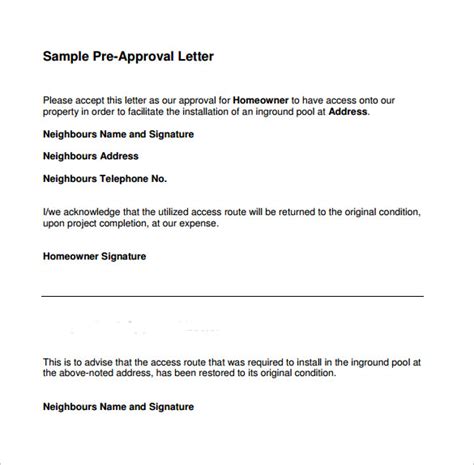 sample pre approval letter templates  ms word