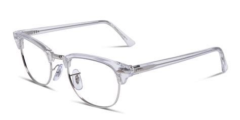ray ban 5154 clubmaster clear w silver prescription eyeglasses