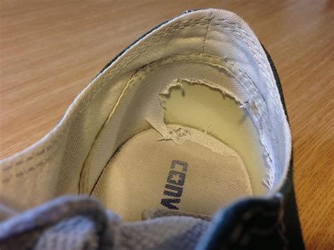 fix  worn  heel linings   ragged shoes sneakers