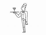 Waiter Coloring Cocktail Coloringcrew sketch template