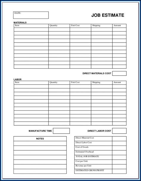 contractor estimate forms form resume examples xmpzopky