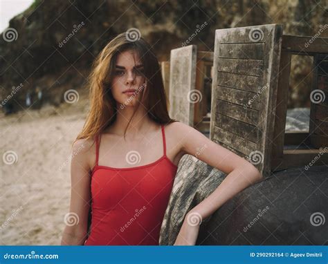 A Young Woman Looks At The Camera With A Sad Look In Her Eyes Stock
