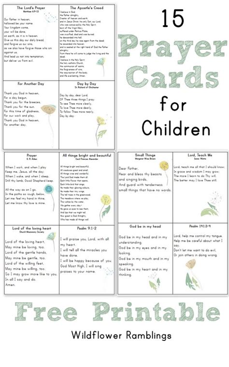 prayer cards  children  printable wildflower ramblings