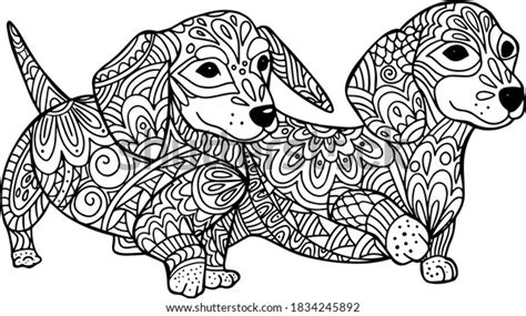 hand drawn coloring pages dog zentangle stock vector royalty