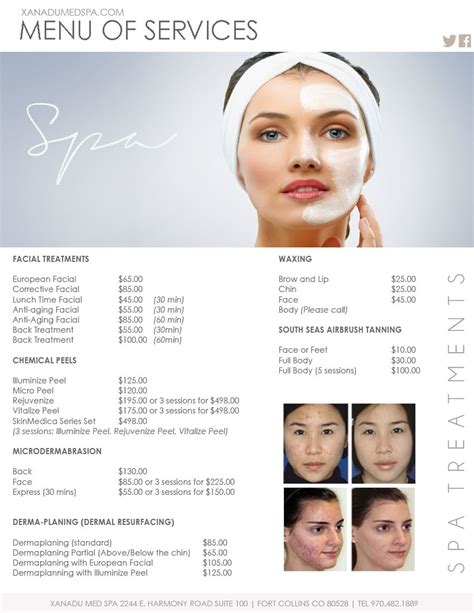 facials medical spa menu  services esthetics esthetician