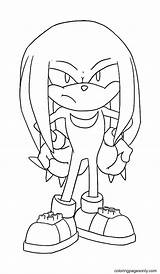 Knuckles Coloring Hedgehog sketch template