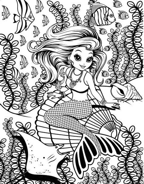 mermaid coloring pages  adults images  pinterest adult