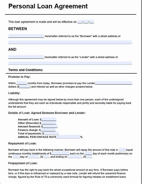 personal loan form template elegant  sample loan agreement forms