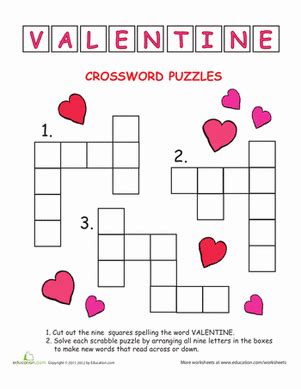 valentines day crossword puzzle printable deann maliks crossword