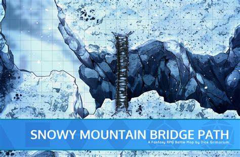 snowy mountain bridge path dd map  roll  tabletop dice grimorium