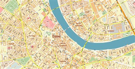 basel switzerland  vector map accurate high detailed city plan editable adobe  street map