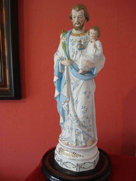 statue   saints joseph  child bisque porcelain catawiki