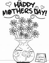 Mothers Coloring Happy Printable Pages Flowers Mom Mother Kids Religious Print Sheets Adults Color Cute Colouring Bible Vase Bouquet Template sketch template