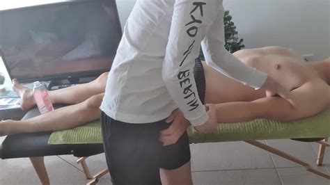 korean guy gets hard during a massage and gets a happy