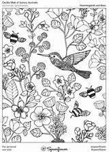 Spoonflower Bees Hummingbirds sketch template
