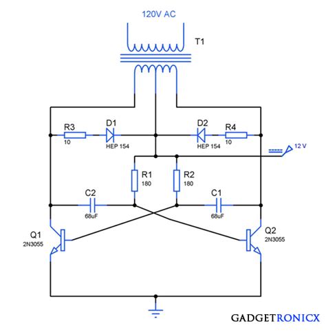 basic inverter circuit  transistors gadgetronicx