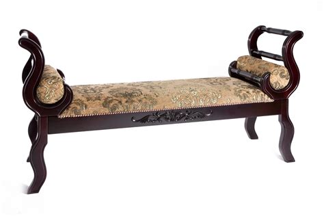 upholstered indoor bench  arms dark cherry gloss finish china