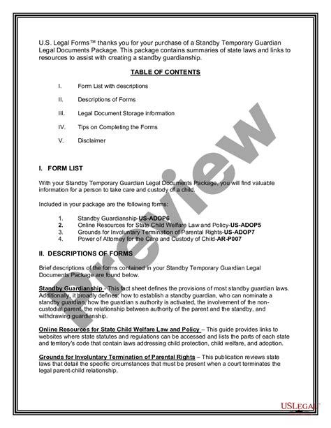 arkansas standby temporary guardian legal documents package temporary