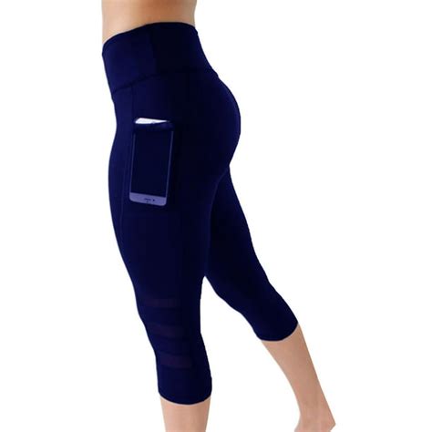 Amavo High Waist Yoga Pants Yoga Capris With Pockets 4 Ways Stretch