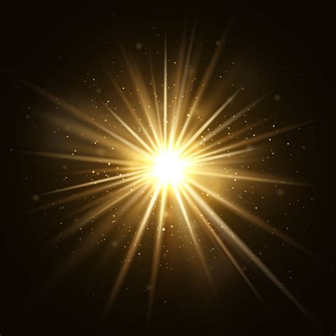 gold star burst golden light explosion isolated  dark background ve