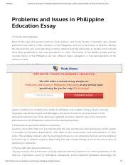 problems  issues  philippine education essay