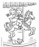 Coloring Pages Summer Horse Go Round Merry Carousel Color Printable Kids Print Kid Holiday Sheets Ride на раскраски Popular Boy sketch template