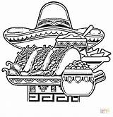 Coloring Mexican Pages Mexico Food Printable Fiesta National Color Clipart Clip Cliparts Hat Chili Library Print Independence Book Google Getcolorings sketch template