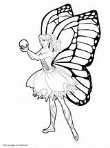 Barbie Coloring Fairy Pages Princess Mariposa Printable Girls Colouring Kids sketch template