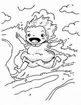 Ponyo Coloring Color Pages Print Clipart Printable Line Popular Library sketch template