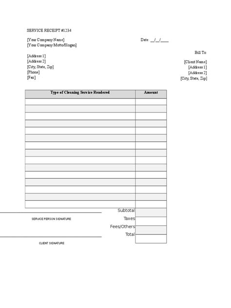 cleaning service invoice template word  business documents