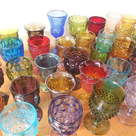 Mismatched Colored Glass Goblets Boho Weddings Colored Glassware